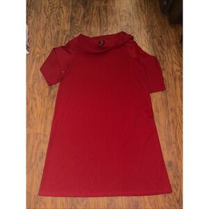 Lennie for Nina Leonard Red Dress Cowl Neck Long Sleeve 5X